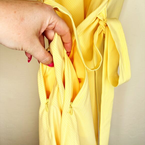NWOT Athleta Newport Active Stretchy Wrap Dress City Stripe Lunaria Yellow Small - Picture 7 of 14
